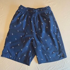 Goodfellow & Co Mens Blue w White Mini flamingos Lined Swim Shorts Size XS